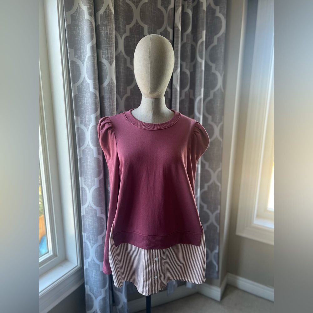 Anthropologie Mauve Puff Sleeve Sweater